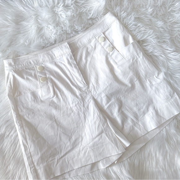 Women’s Shorts| White Shorts Button Embellishment